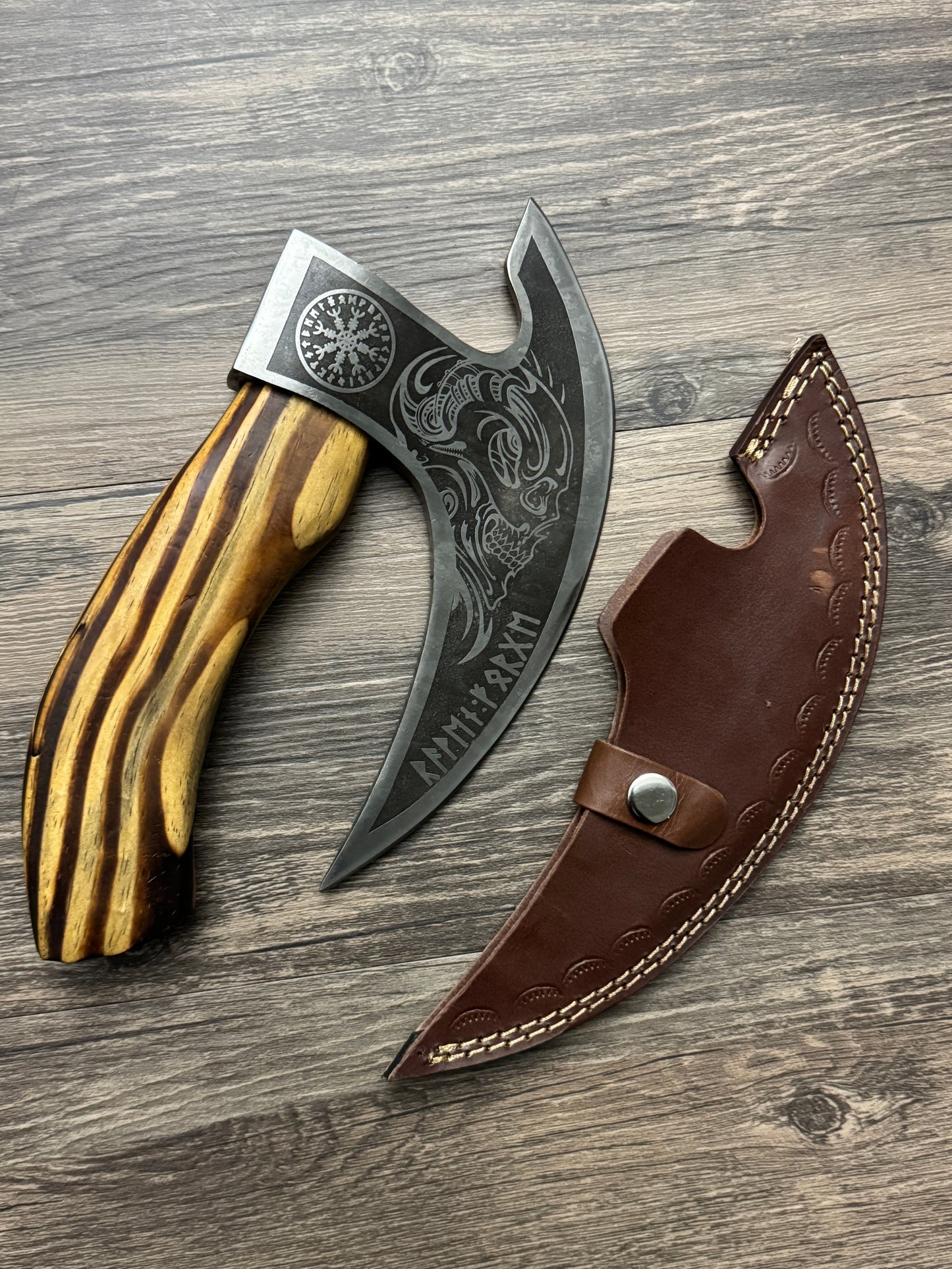 HAND FORGED AXE Camping Tomahawk Bearded Axe Viking Axe with Sheath