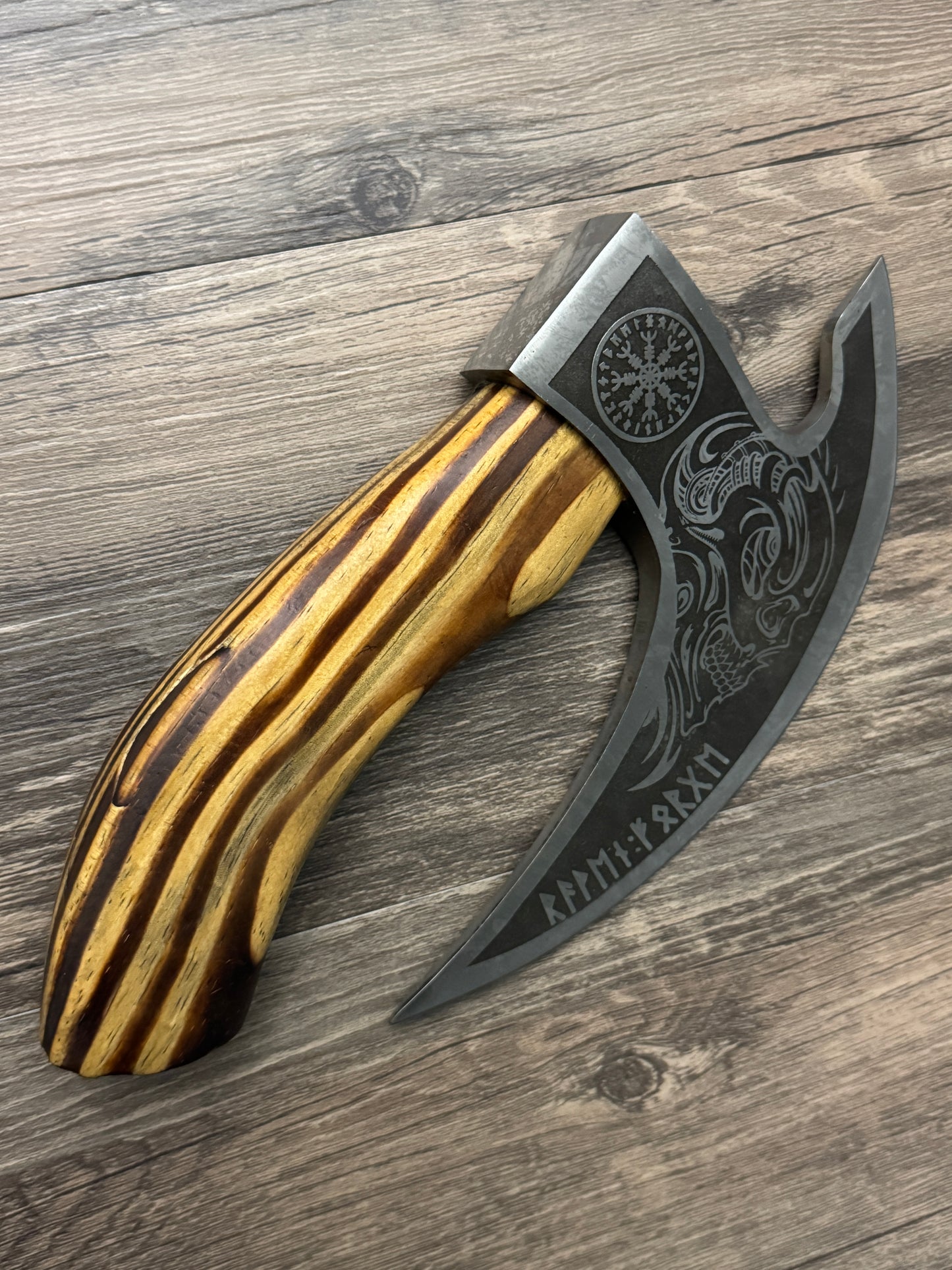 HAND FORGED AXE Camping Tomahawk Bearded Axe Viking Axe with Sheath
