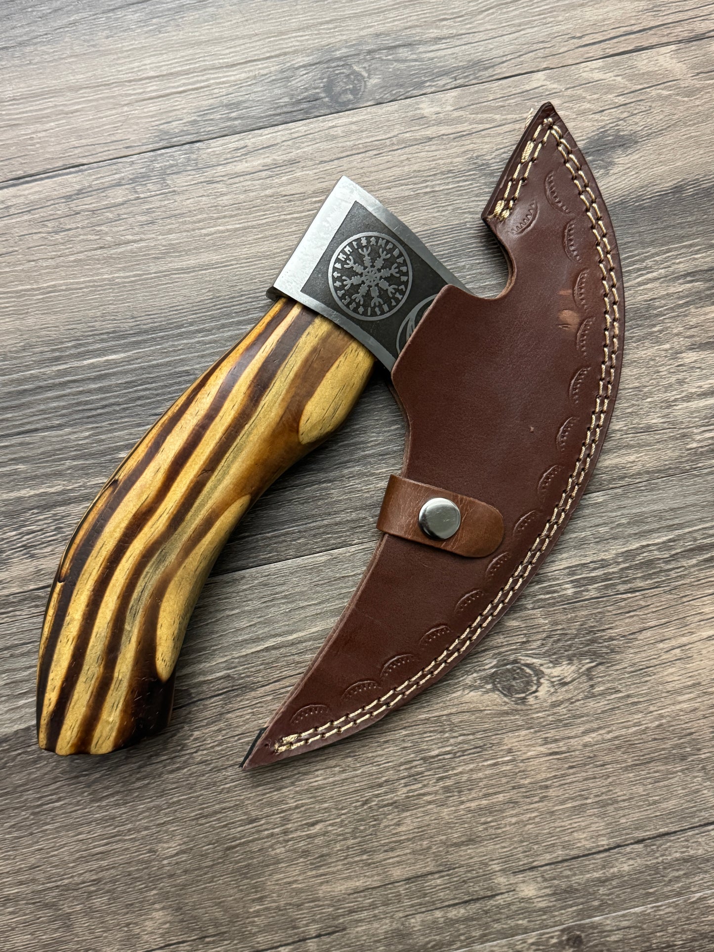 HAND FORGED AXE Camping Tomahawk Bearded Axe Viking Axe with Sheath